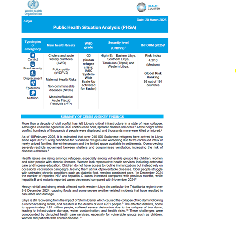 Public Health Situation Analysis - Libya