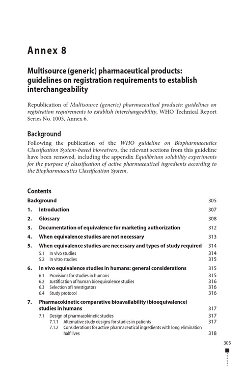 TRS 1052 - Annex 8: Multisource (generic) pharmaceutical products: guidelines on registration requirements to establish interchangeability