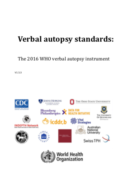 Verbal autopsy standards: The 2016 WHO verbal autopsy instrument