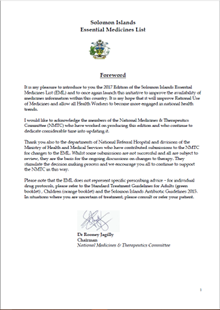 Solomon Islands: Essential Medicines List 2017 (English)