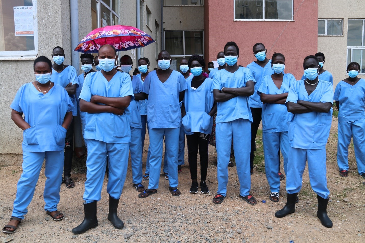 Health workers at the Gambella isolation and treatment center set up in the Gambella University premises ©WHO/Loza Tesfaye.