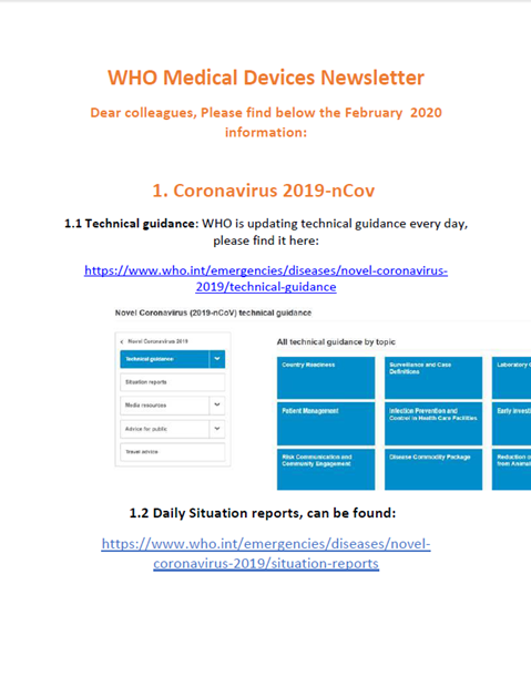 WHO Medical Devices February 2020
Newsletter