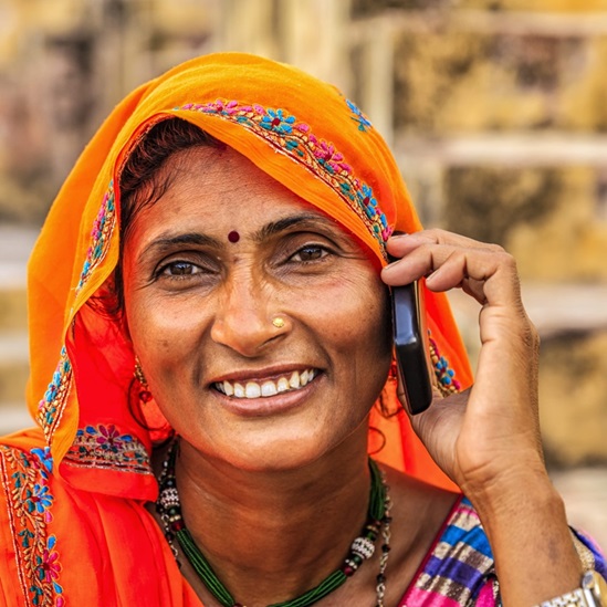 woman with phone