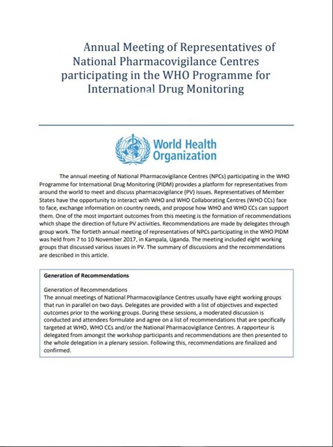 Recommendations from the 39th Annual Meeting, Muscat 2016