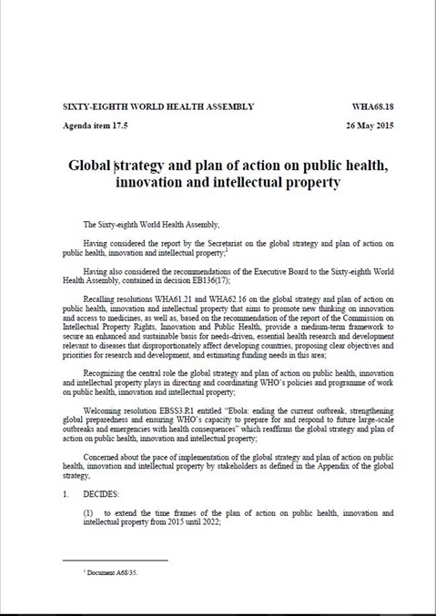 EB140/20 - Evaluation and review of the global strategy and plan of action on public health, innovation and intellectual property