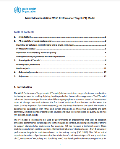 Performance Target (PT) model documentation