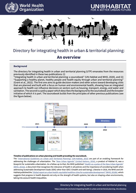 Directory for integrating health in urban & territorial planning: An overview