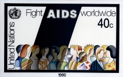 United Nations commemorative stamp to raise awareness of HIV and the AIDS epidemic