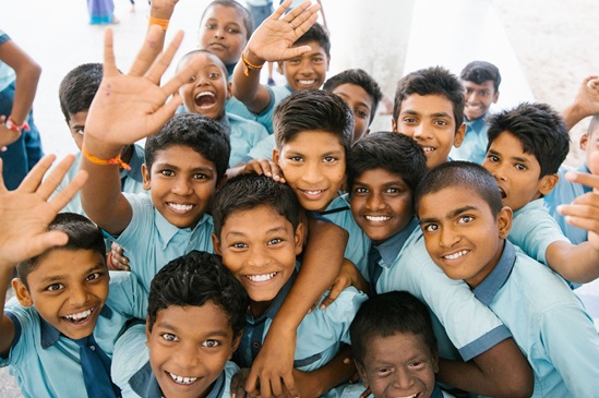 A group of smiling children.