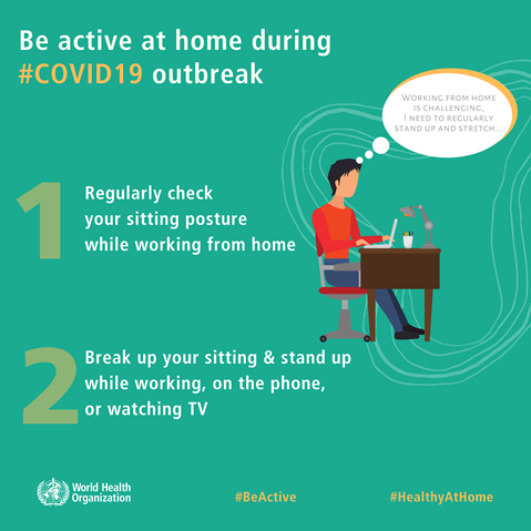 Be active at home Infographic of text
