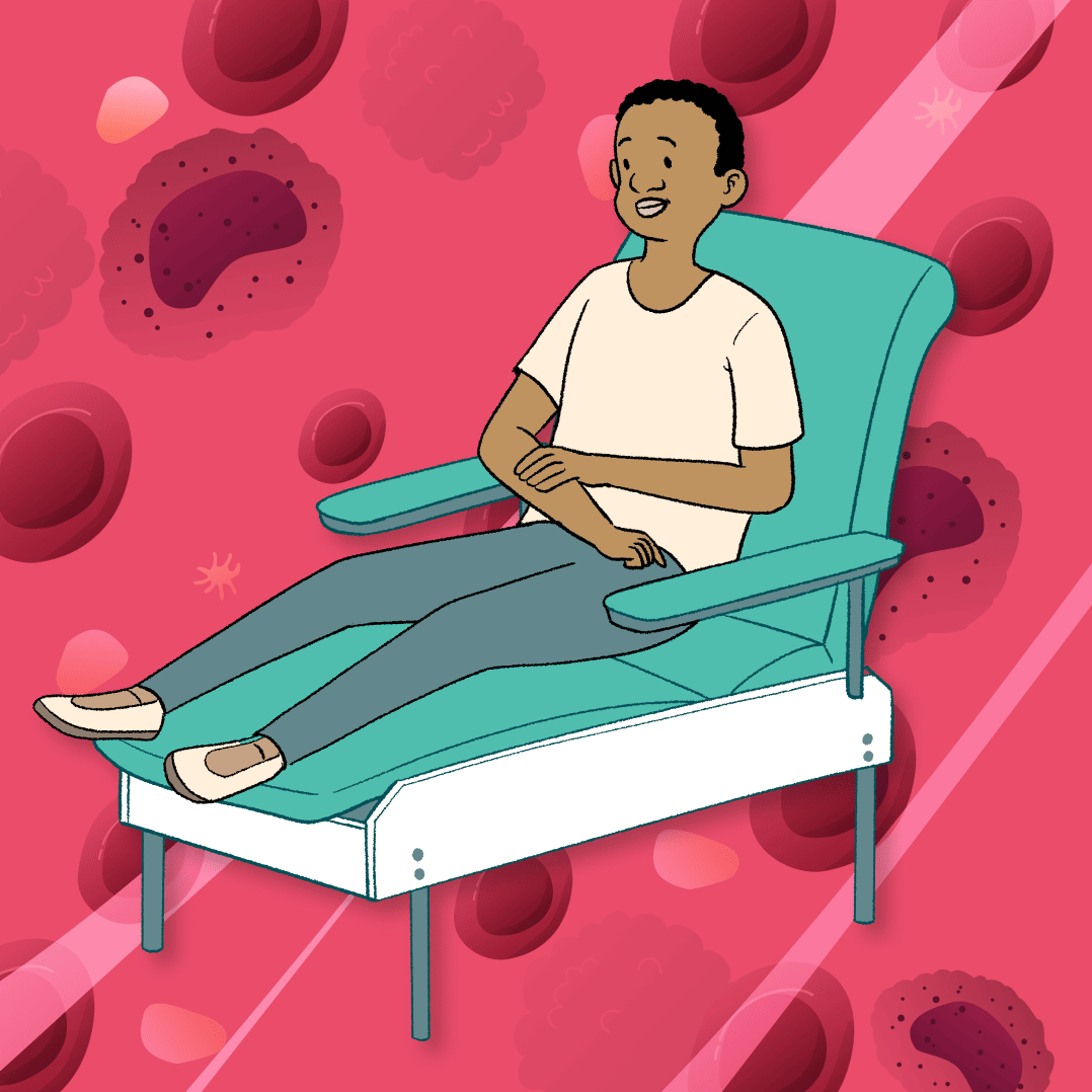 Illustration of a young man laying back in a reclinable chair