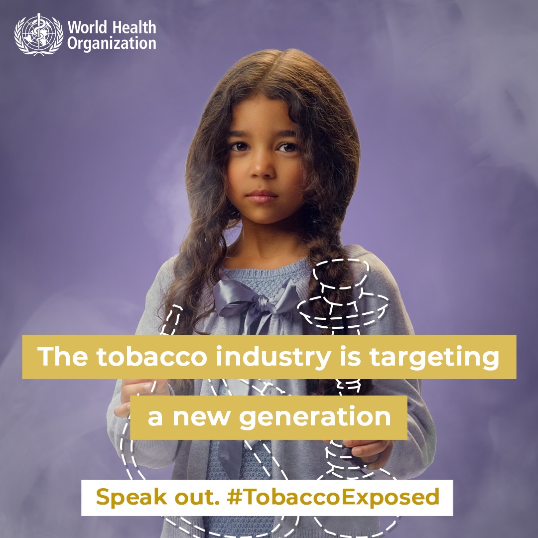 Social media tile: "The tobacco industry is targeting a new generation." Speak out #TobaccoExposed