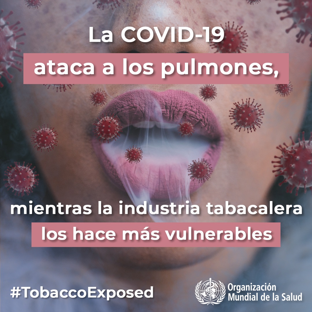 Social media tile: "COVID-19 preys on lungs, while the tobacco industry makes them more vulnerable."  Speak out #TobaccoExposed