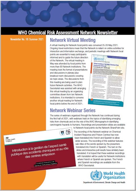 WHO Chemical Risk Assessment Network Newsletter #18