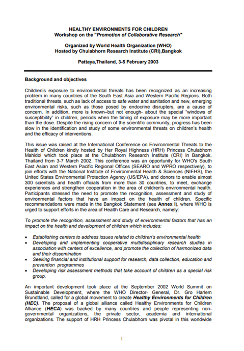 Workshop on the promotion of collaborative research: Final Report