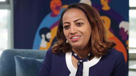Video snapshot of Dr Mekdes Daba Fevissa talking into the camera.