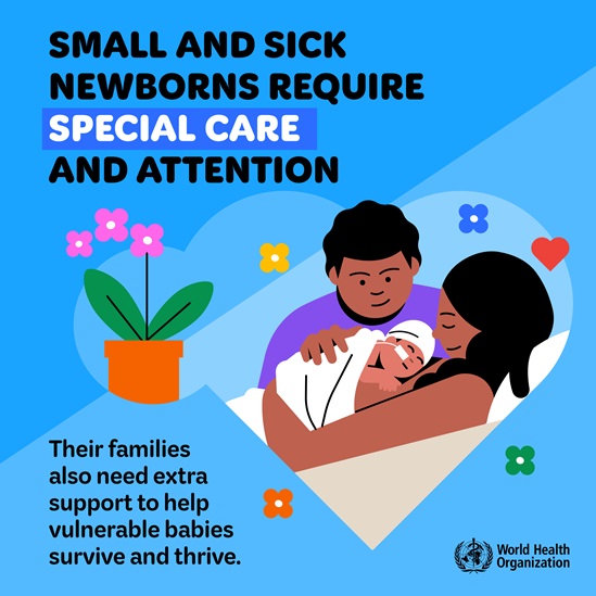 Small and sick newborns require special care social media tile