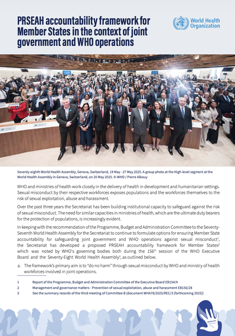 PRSEAH accountability framework for Member States in the context of joint government and WHO operations
