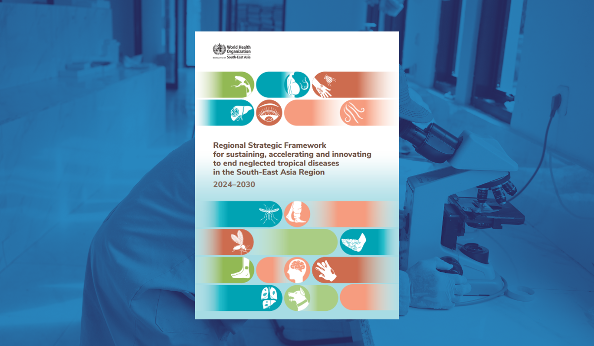Banner of publication Regional Strategic Framework for sustaining, accelerating and innovating  to end neglected tropical diseases