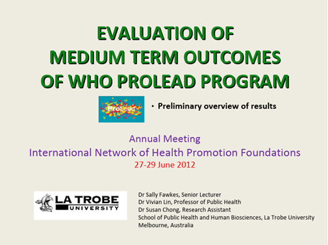 Evaluation of medium term outcomes of WHO ProLEAD program