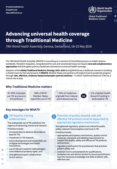 Advancing universal health coverage through Traditional Medicine: 79th World Health Assembly, Geneva, Switzerland, 18–23 May 2026