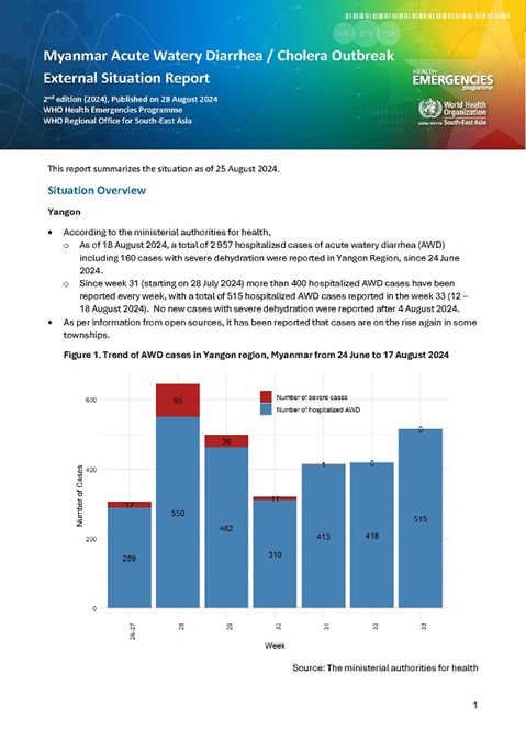 2nd edition (2024), Myanmar Acute Watery Diarrhea/ Cholera Outbreak External Situation Report
