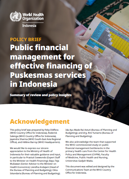 Policy brief: Public financial management for effective financing of Puskesmas services in Indonesia