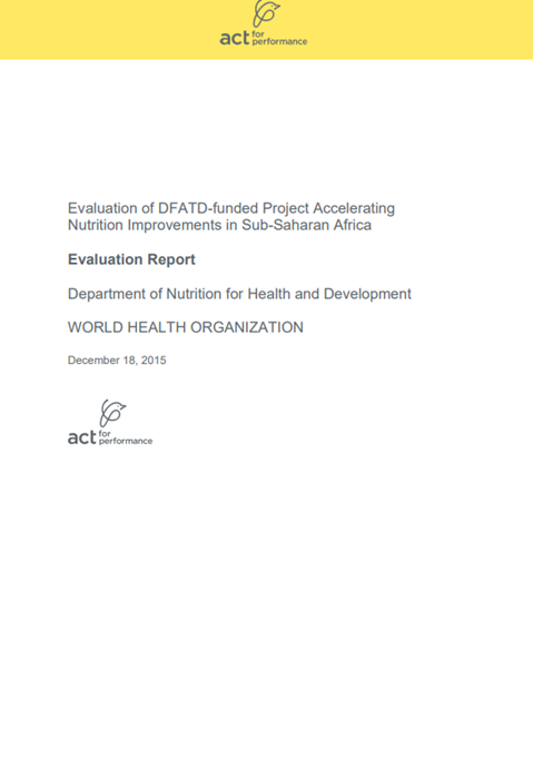 Accelerating Nutritional Improvements in Sub-Saharan Africa (2015): Report