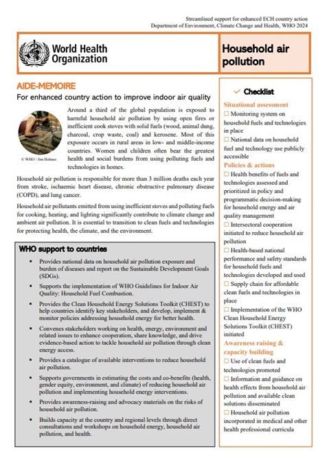 AIDE-MÉMOIRE: For enhanced country action to improve indoor air quality