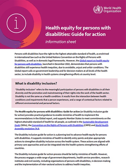 Information sheet: Health equity for persons with disabilities: a guide for action