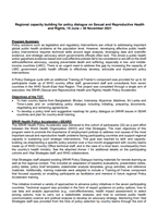 Cover of Regional capacity building for policy dialogue on Sexual and Reproductive Health