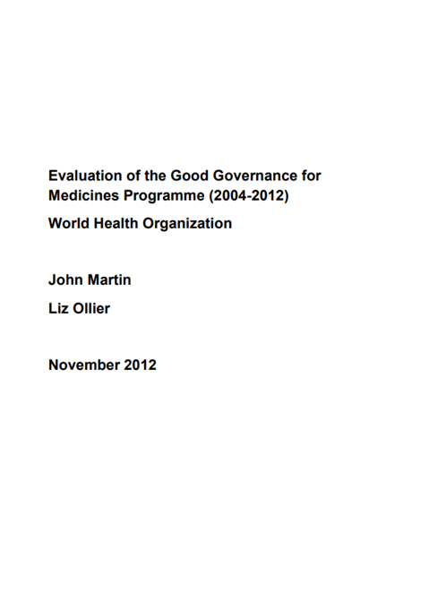 Evaluation of Good Governance for Medicines Programme 2004-2012 (2013): Report