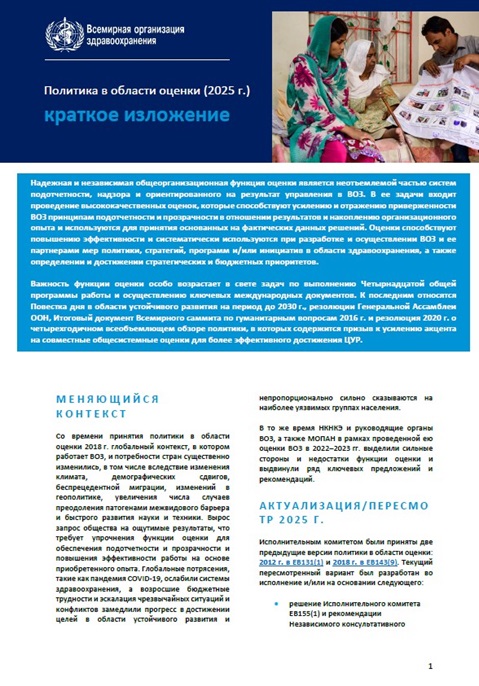 Политика в области оценки (2025 г.): краткое изложение