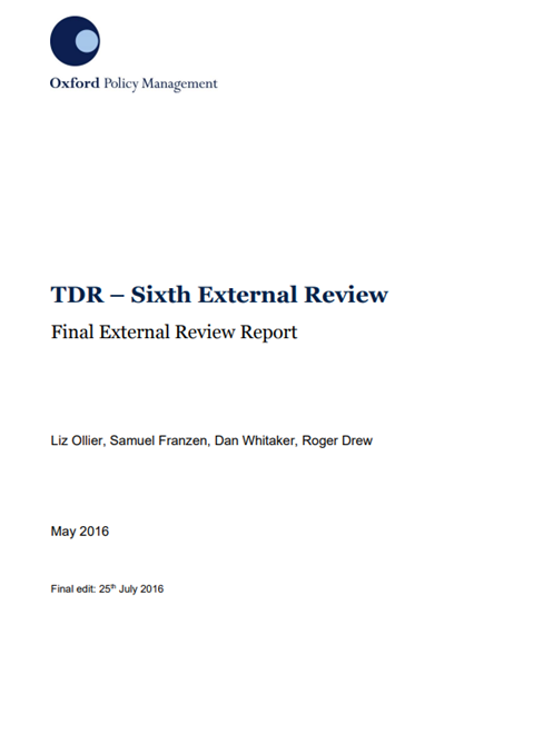 External review of the UNICEF/UNDP/World Bank/WHO Special Programme for Research and Training in Tropical Diseases (2016): Report