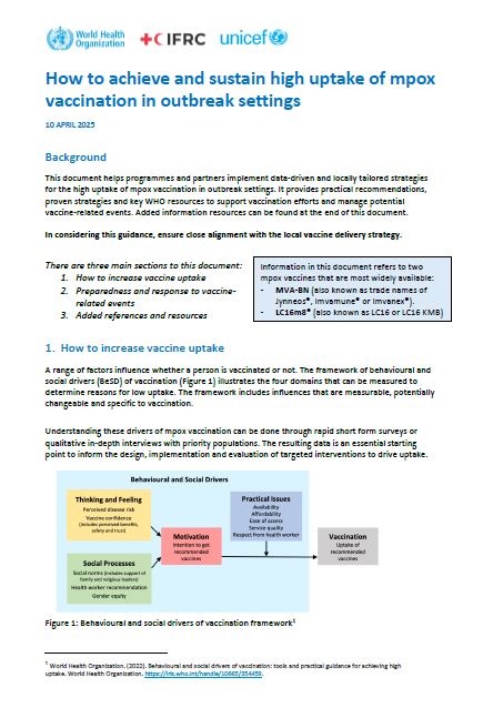 How to achieve and sustain high uptake of mpox vaccination in outbreak settings