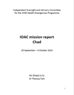 Cover image of the IOAC mission report to Chad 29092024