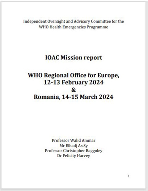IOAC Field visit to the WHO Regional Office for Europe, 12-13 February 2024, and Romania, 14-15 March 2024
