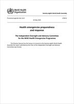 Front page of the Independent Oversight Committee for the WHO Health Emergencies Programme statement to the Seventy-eighth World Health Assembly..