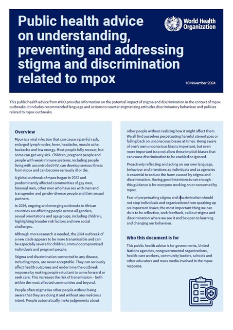 Public health advice on understanding, preventing and addressing stigma and discrimination related to mpox