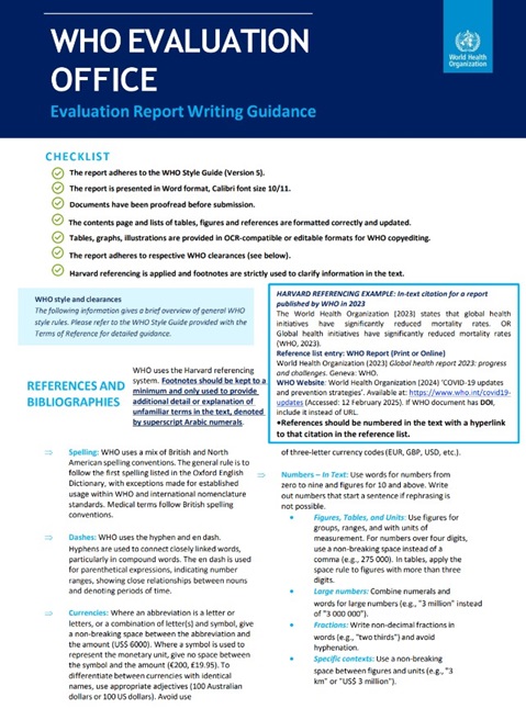 Evaluation report writing guidance