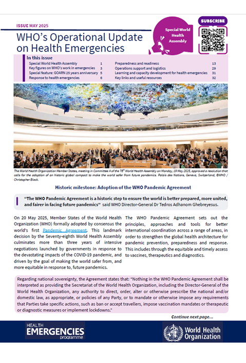 WHO's Operational Update on Health Emergencies - May 2025
