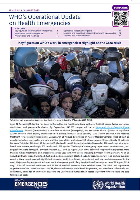 WHO's Operational Update on Health Emergencies - July and August 2025