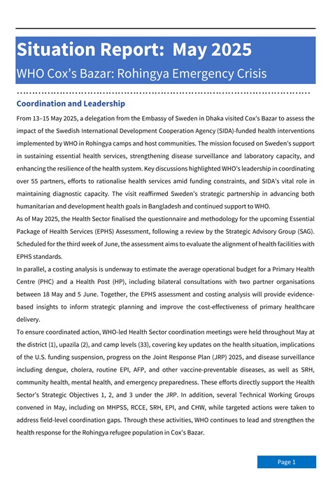 WHO Cox’s Bazar: Rohingya emergency crisis - Situation Report: May 2025