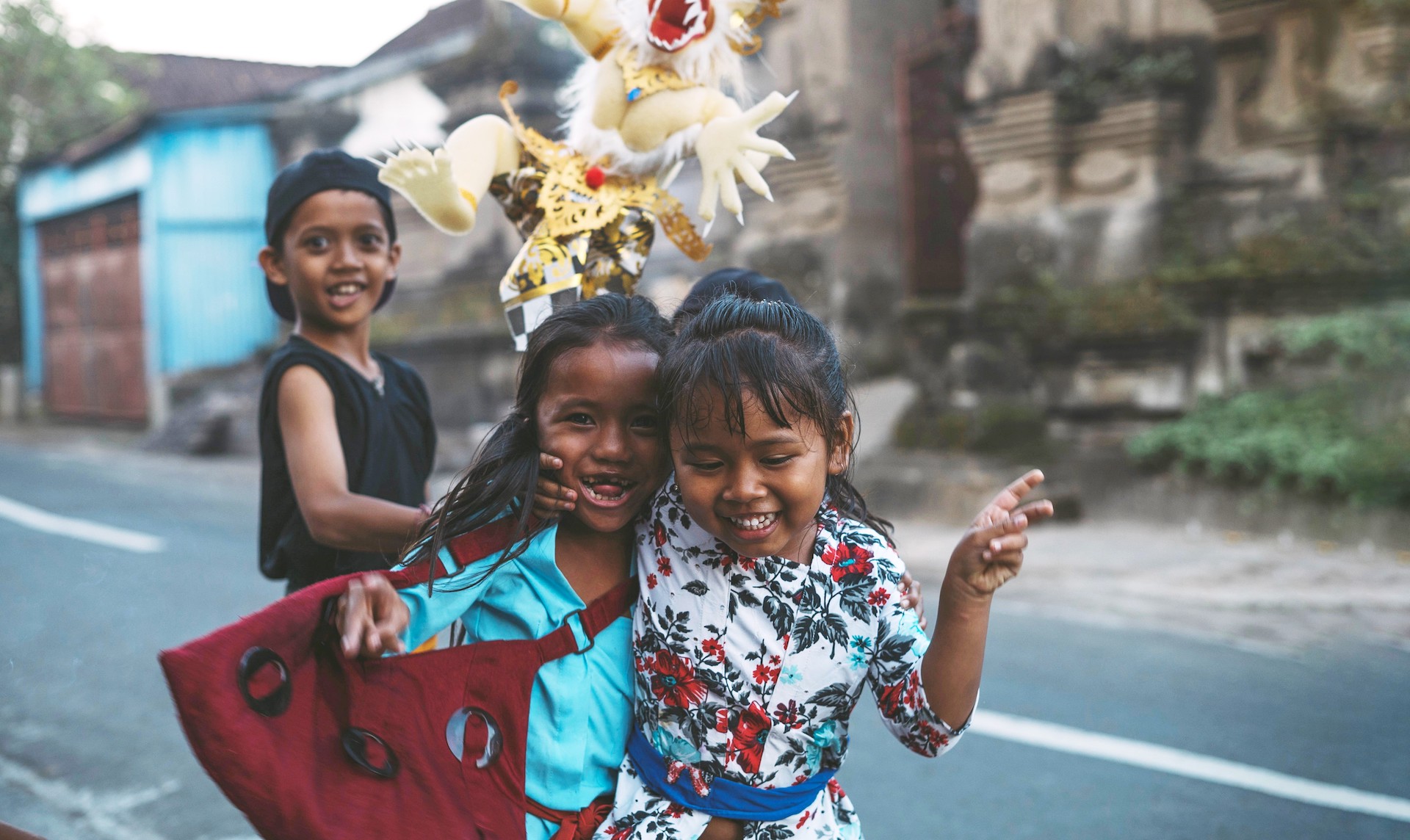 Children preparing for the Nyepi day ceremony. Ubud, Indonesia