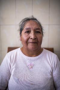 Gertrudis after her vision examination at the Maternal and Child Health Centre Daniel Alcides Carrion