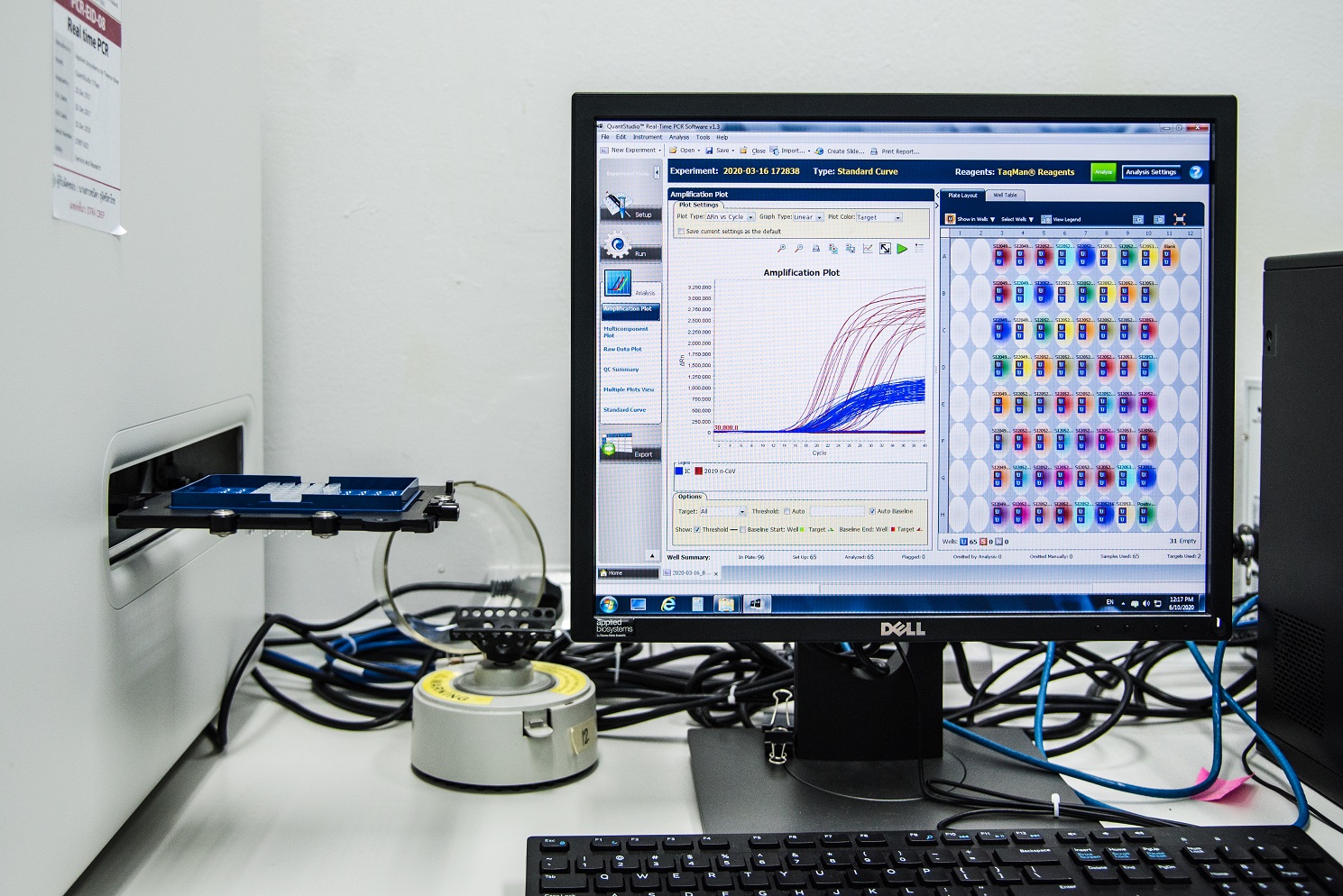 Samples from patients collected at Lumpini Boxing Stadium were tested positive for COVID-19. It's known to be Thailand's first coronavirus cluster transmission. Amplification plot shows sharp curves. 