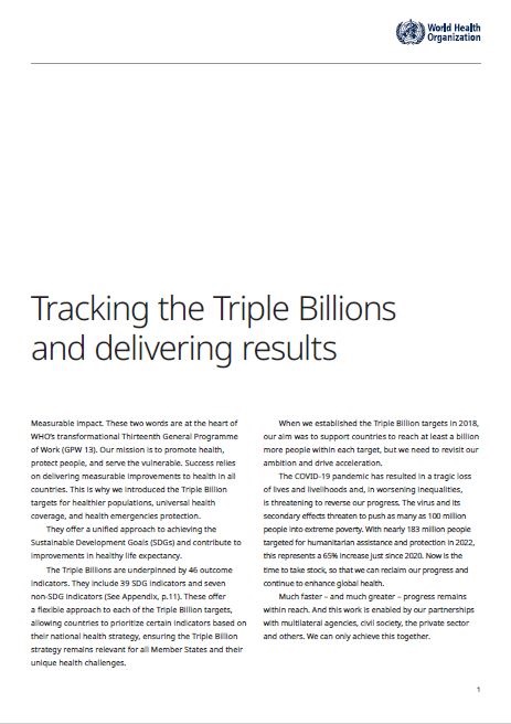 Tracking the Triple Billions and delivering results