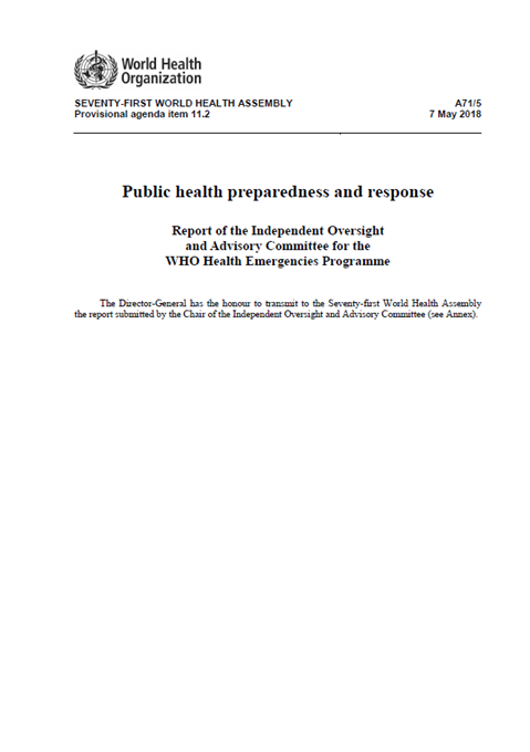 A71/5 Independent Oversight and Advisory Committee for the WHO Health Emergencies Programme