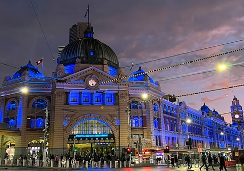 Image 12 Building illuminated in blue