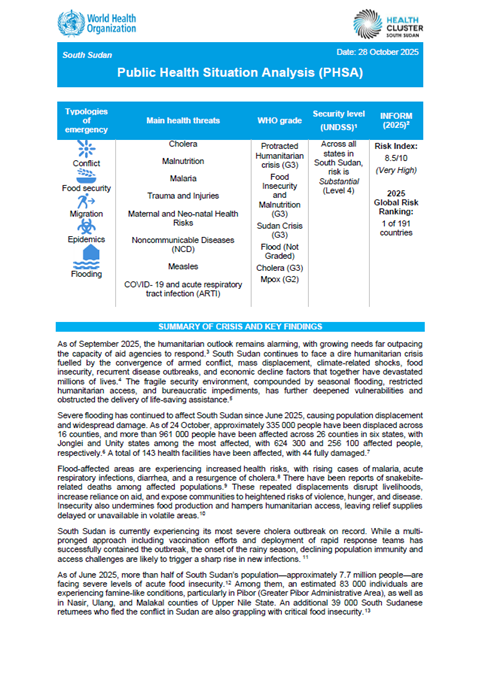 Public Health Situation Analysis - South Sudan